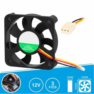 Ventoinha 12V 50x50x10mm 3 Fios