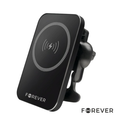 Carregador sem fios para carro preto com logótipo FOREVER