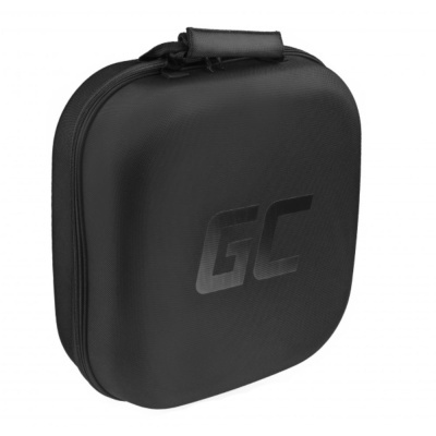 Estojo de transporte rígido preto com marca GC em relevo