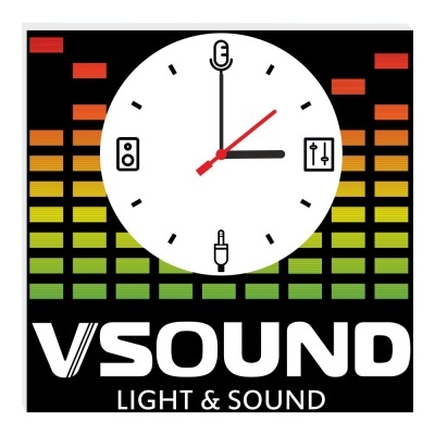 Relógio decorativo com tema de som e texto VSOUND LIGHT & SOUND
