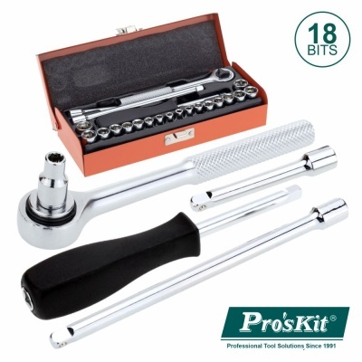 CONJUNTO DE CHAVE ROQUETE C 18 BITS E EXTENSOR PROSKIT