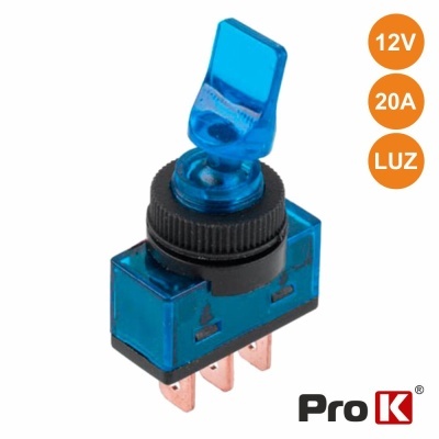 INTERRUPTOR ALAVANCA ON-OFF 20A12V LUMINOSO AZUL PROK