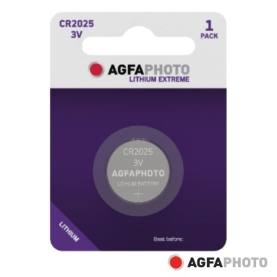Pilhas de lítio AGFAPHOTO CR2025 3V, embalagem de 1 unidade, roxa e branca