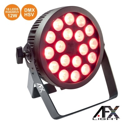 PROJETOR PAR C 18 LEDS RGBAW-UV 12W DMX+HSV AFXLIGHT