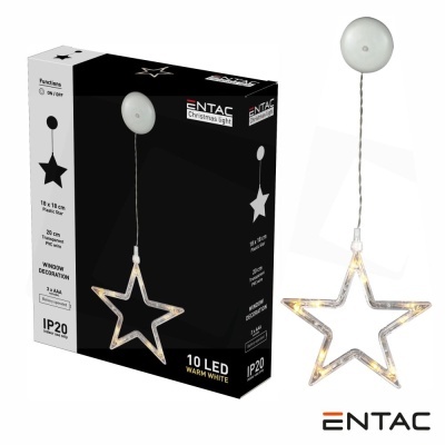 Estrela Decorativo c ventosa 10 LED 3000K a pilhas ENTAC