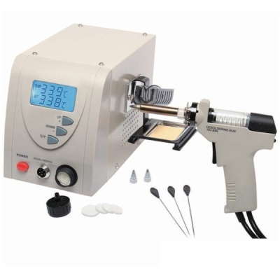 Máquina de soldadura por ar quente com visor digital e pistola de solda cinzenta