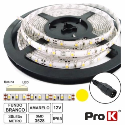 FITA 150 LEDS 3528 IMPERMEÁVEL AMARELO 12V 5M PROK