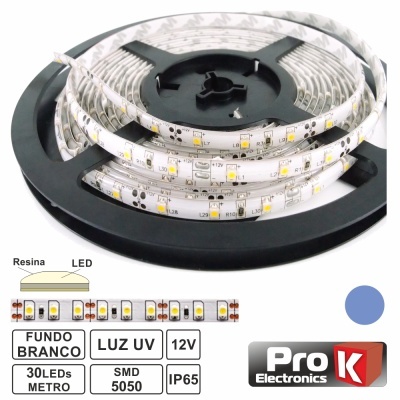 Rolo de fita LED branco flexível com etiquetas e logotipo Pro K Electronics