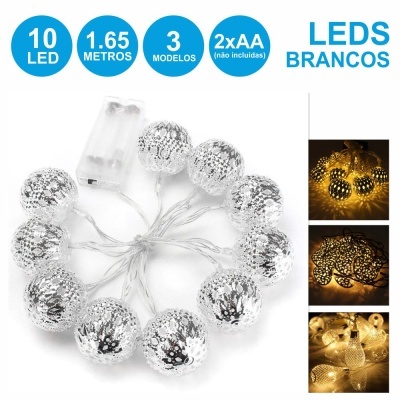CONJUNTO DE LUZES C 10 LEDS BRANCO QUENTE