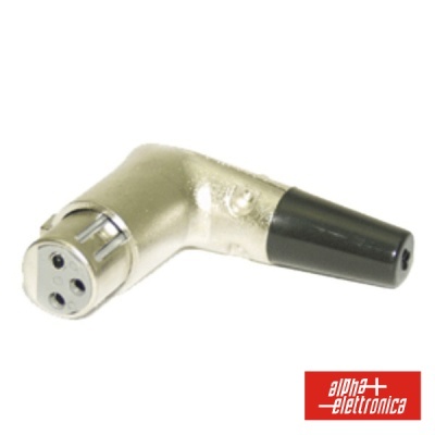 FICHA XLR 3P FÊMEA 90º C PROTEÇÃO BORRACHA E BLOQUEIO