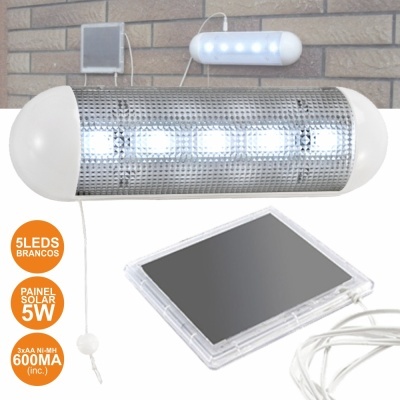 Luz LED com painel solar e LEDs brancos para exterior