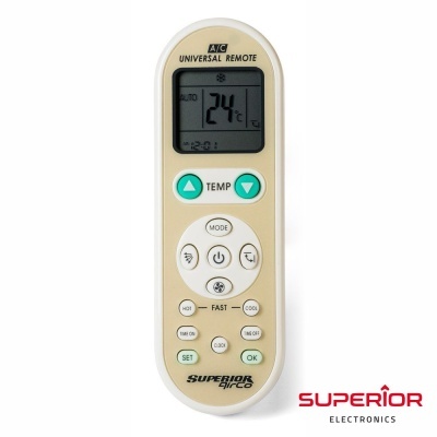 Comando universal A/C creme com visor digital e vários botões