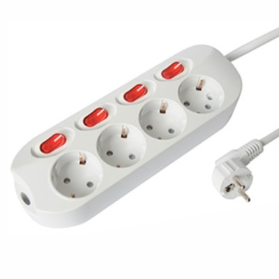 Extensão Elétrica 4x Schuko C Interruptores 1.5m