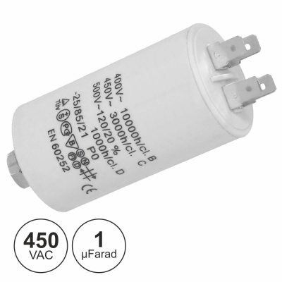 CONDENSADOR ARRANQUE 1uF 450V + TERRA