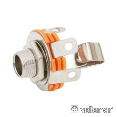 Conector jack estéreo metálico com isolamento laranja