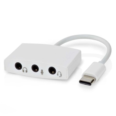 Adaptador Placa Som USB-C C 3 Fichas Jack 3.5mm