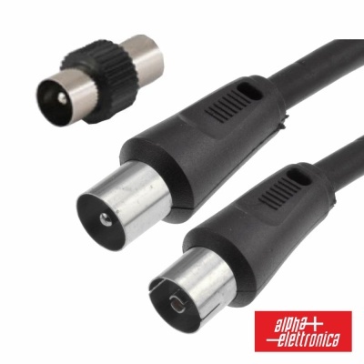 Cabo Coaxial MachoFêmea + Adaptador Preto 5m ALPHA