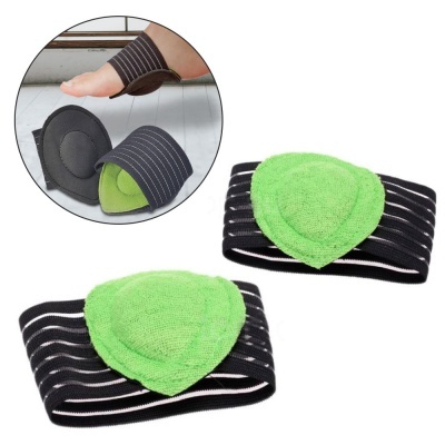 Almofadas para calcanhar com faixa elástica preta e almofada verde