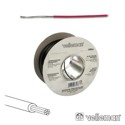 CABO MULTIFILAR VERMELHO 0.20MM ROLO 100M VELLEMAN