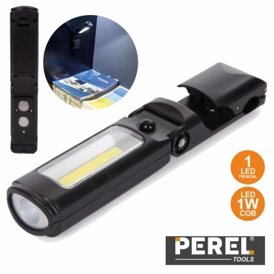 Lanterna portátil preta com LED frontal e clip