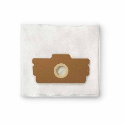 Saco de aspirador branco com peça central de cartão castanho e orifício circular