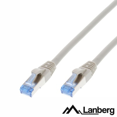 Cabo de rede cinzento com conectores RJ45 azuis