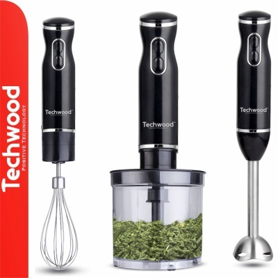 Conjunto de varinha mágica preta Techwood com três acessórios para cozinha