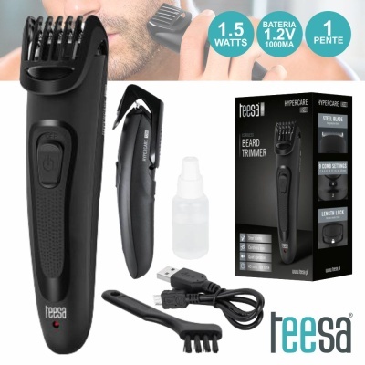 MÁQUINA CORTAR CABELO C 1 PENTE PORTÁTIL 1.5W USB TEESA
