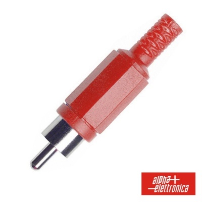 FICHA RCA MACHO VERMELHA PVC C PROTEÇÃO DE CABO