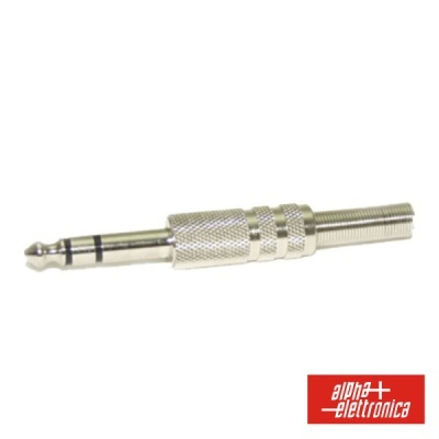 FICHA JACK 6.35MM MACHO STEREO C GUARDA CABO EM MOLA
