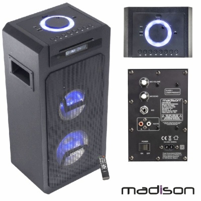 Coluna Amplificada 350W LEDS CDUSBBT c Comando MADISON
