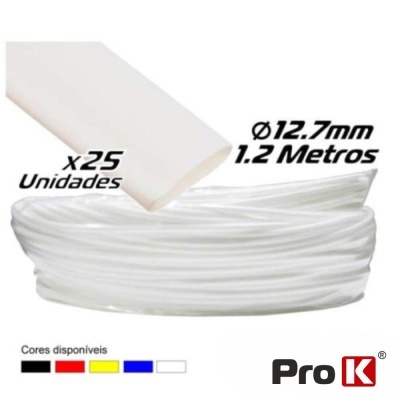 TUBO MANGA TERMORETRÁCTIL 12.7MM 1.2M 25X BRANCO PROK