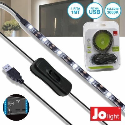 FITA LED P TV C USB 1X1M 60 LEDM BRANCO QUENTE JOLIGHT