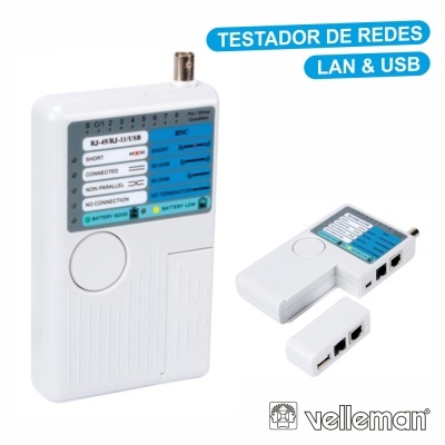 TESTADOR DE CABOS REDE LANUSB USB-A USB-B BNC RJ45 RJ10