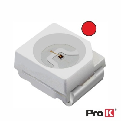 LED SMD quadrado branco com chip no centro e ponto vermelho