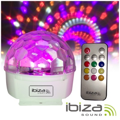 luz de discoteca ibiza light com cúpula plástica transparante e comando remoto