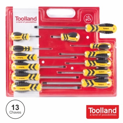 Conjunto de 13 chaves de fendas Toolland em embalagem vermelha