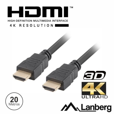 Cabo HDMI Dourado Macho  Macho 2.0 4K 20m LANBERG