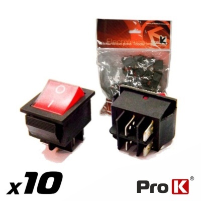 Dez interruptores de alavanca quadrados Pro K com botão vermelho e corpo preto