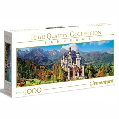 Caixa de puzzle panorâmico 1000 peças Clementoni High Quality Collection com castelo e montanhas