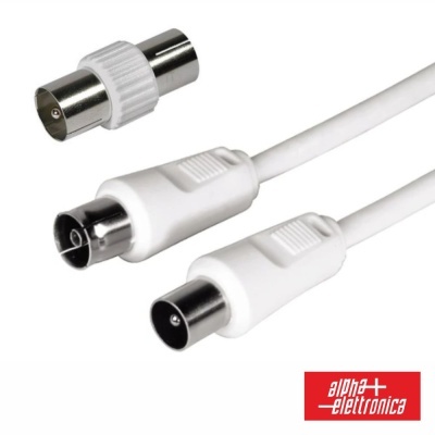 Cabo Coaxial MachoFêmea + Adaptador Branco 5m ALPHA