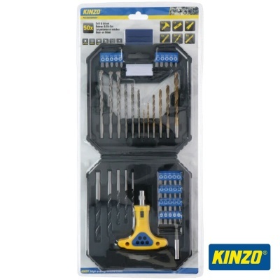 Conjunto de brocas Kinzo 50 peças em embalagem plástica