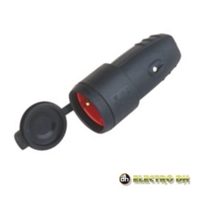 FICHA SCHUKO FÊMEA IMPERMEAVEL C TERRA 16A 220V PRETA EDH