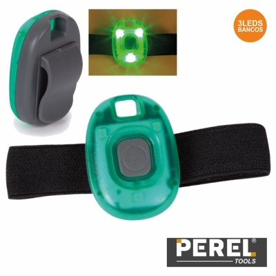 LANTERNA 3 LEDS P DESPORTO C FAIXA ELÁSTICA E VELCRO PEREL