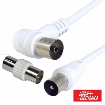 Cabo Coaxial MachoFêmea Branco 5m 90º ALPHA