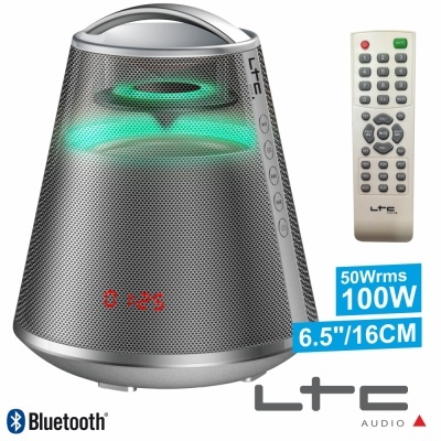 COLUNA BLUETOOTH PORTÁTIL PRATA 100W USBBTFMAUXBAT LTC