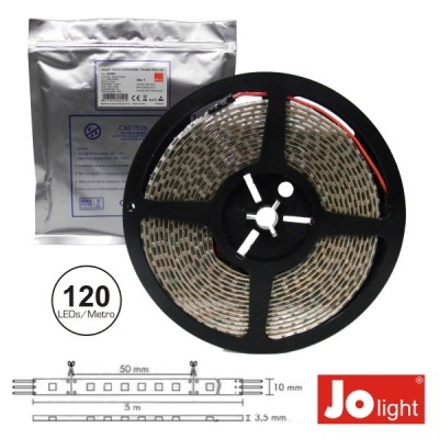 FITA 600 LEDS 3528 IMPERMEÁVEL BRANCO QUENTE 12V 5M JOLIGHT