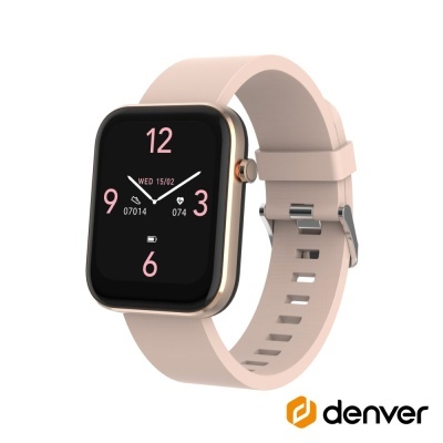 Smartwatch digital retangular com bracelete rosa