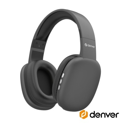 Auriculares headphones over-ear cinza escuro da Denver com botões laterais