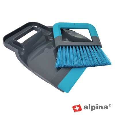 Conjunto de pá e escova azul e cinzenta para limpeza da marca alpina